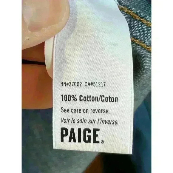 Paige denim long sleeved button up collared fall blouse size xs women’s blue - Picture 5 of 8